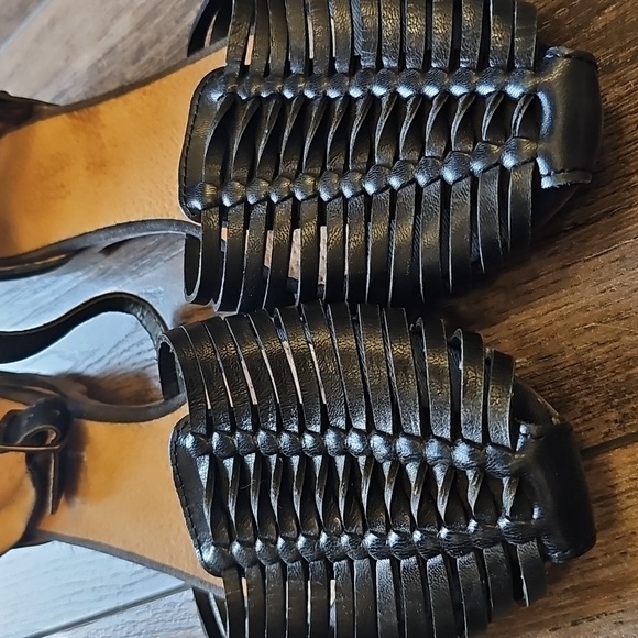 Elegant, Leather, Ankle, Black, Women's Sandals, Casual, Classic, Office, Spring - Picture 5 of 5